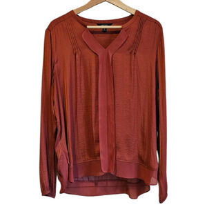 Simply Vera Vera Wang Blouse Long Sleeve VNeck Sheer Burgundy Women's XLarge